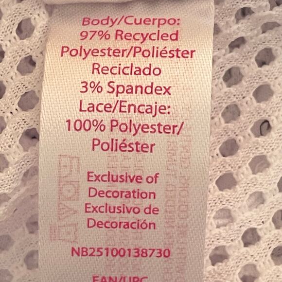 No Boundaries White Mesh Crochet Granny Square Inset Swim Cover Sz MED Cottage - Picture 8 of 8